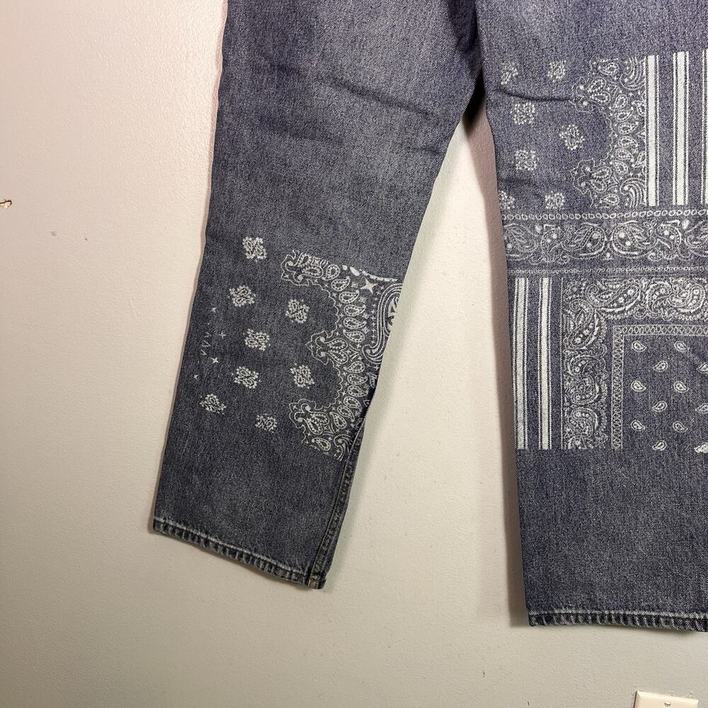 CLEO + Wolf Women's High Rise Straight Jeans Embroidered Patchwork 31x30 Boho - Picture 13 of 16